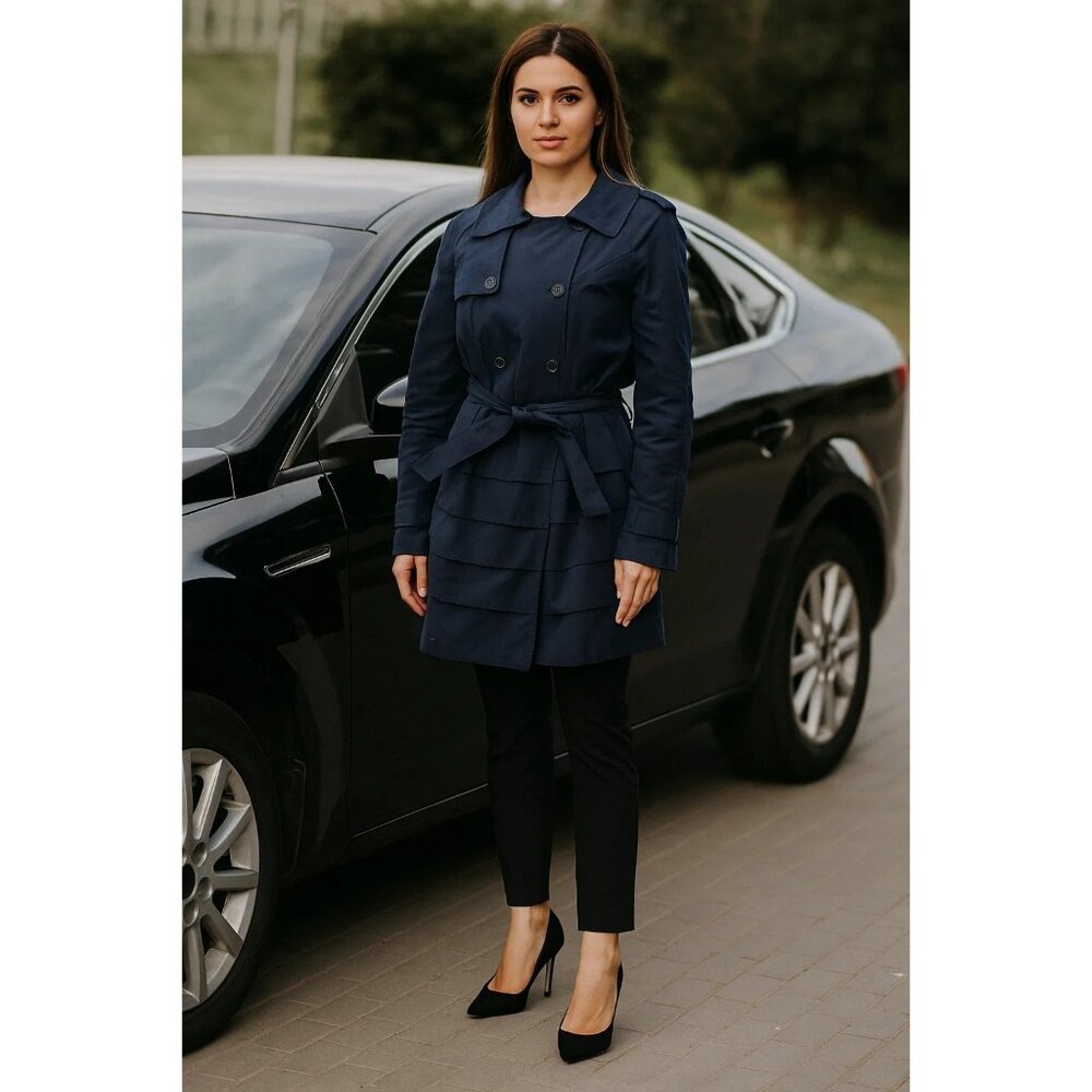 Women's Navy Double-Breasted Coat